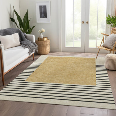 Premium Machine Washable Lyndhurst AMF995 Stripes Rug