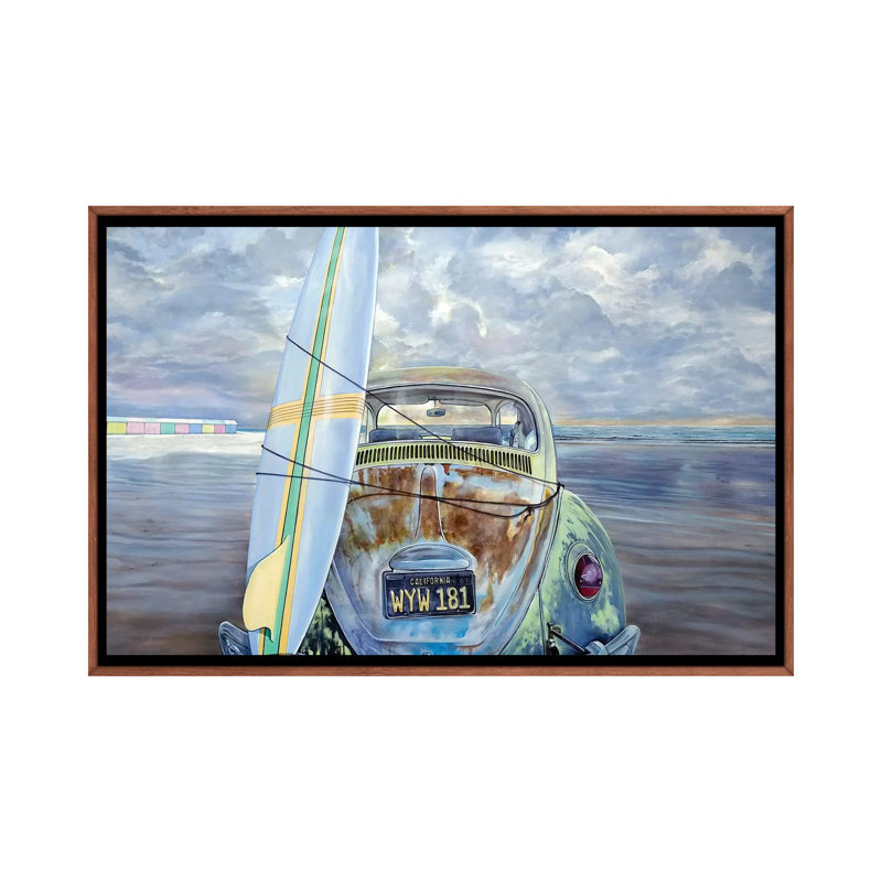 « Surf » par Marcello Petisci-impression, Toile classique avec cadre brun, Pas de tapis, H 26 po x l 40 po x 1,5 po