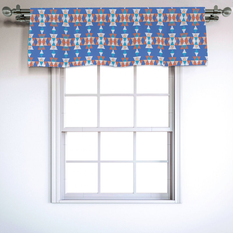 Sateen Geometric Ruffled Window Valance