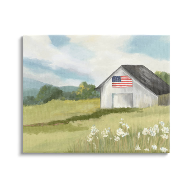Peinture du drapeau américain sur une grange sur bois par Amy Hall, H 36 po x l 48 po x P 1,5 po