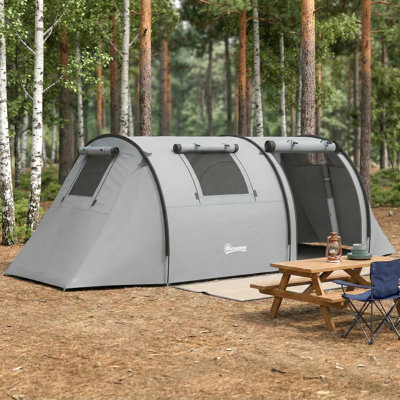 3-4 Person Camping Tent with 2 Rooms, Waterproof Family Tent