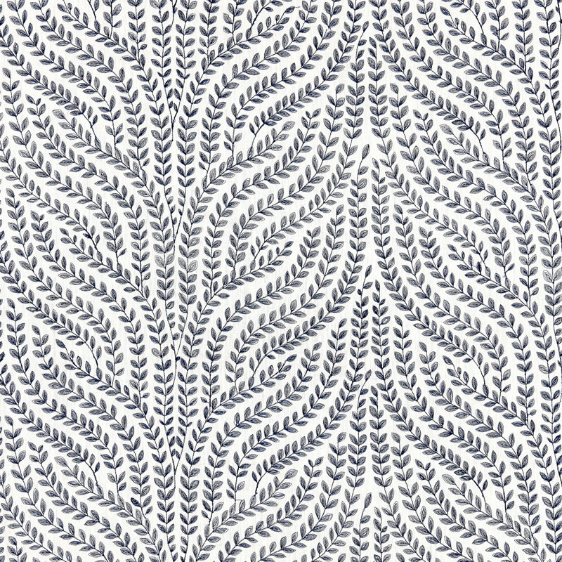 Tissu brodé Botanica, Bleu marine