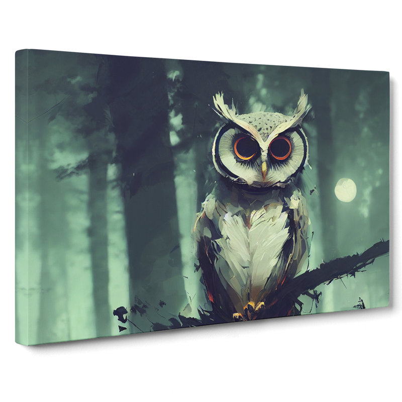 Owl Art Painting Abstract - Wrapped Canvas, 35cm H x 50cm W x 3cm D