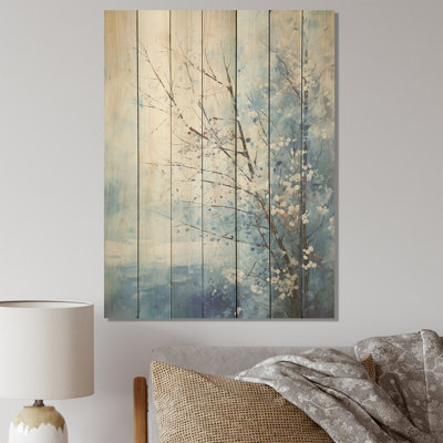 «Winter Landscape Snowfall Forest III - Winter Landscape on Wood Print»