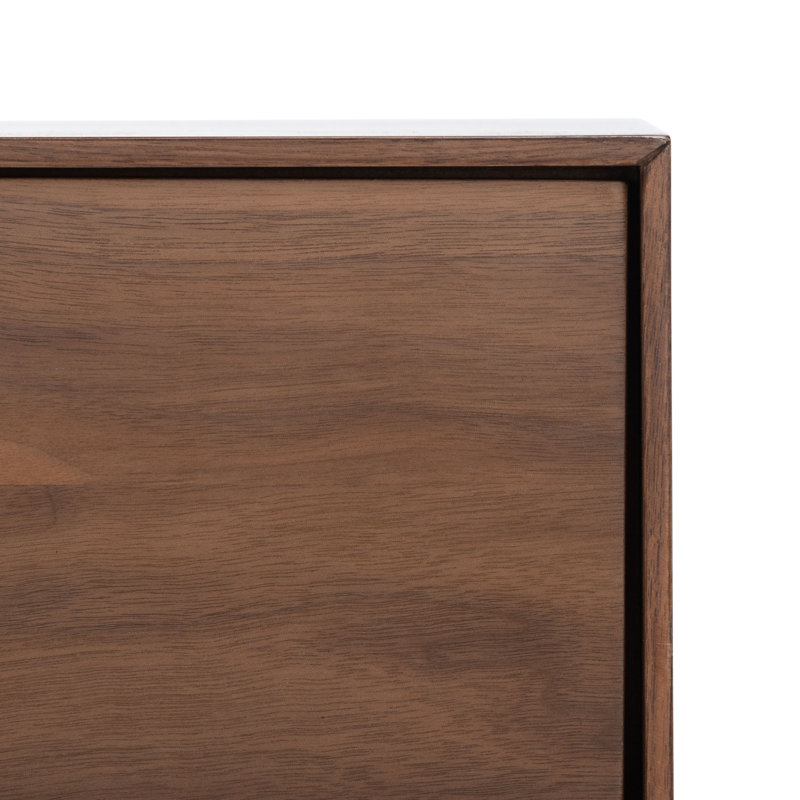 Ever Walnut 1-Drawer Nightstand with Brass Pull