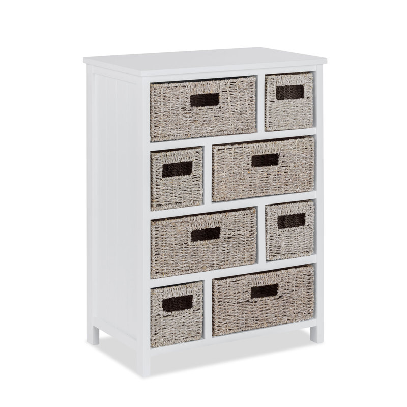 Erica Solid Wood 56 cm W Chest of 8 Drawers, White / Whitewash