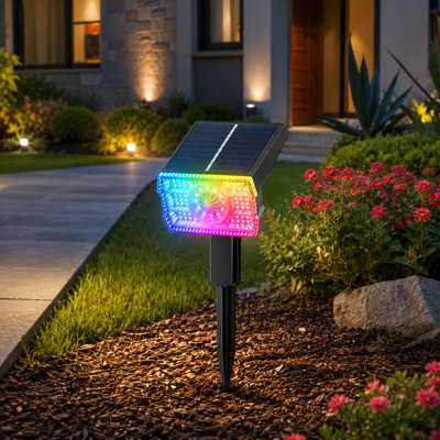 12-Pack Outdoor Solar Christmas Spotlights with 6 Color-Changing Lights, 10 Modes, IP67 Waterproof Build and 105° Adjustable Heads for Pathway, Garden, Yard, Patio, Landscape and Backyard Holiday Decor