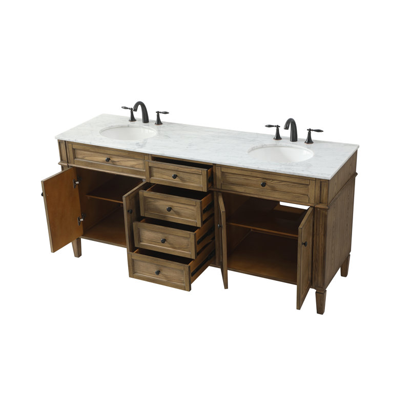 Ensemble de meuble-lavabo double 72 "Rivers, Bois flottant