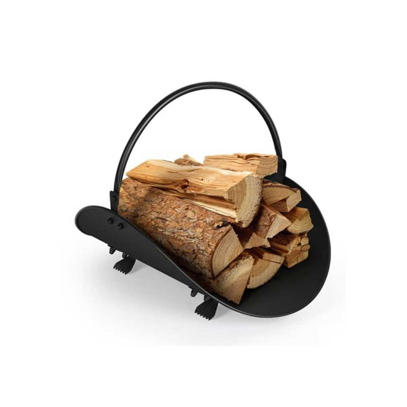 Porte-bûches portatif avec poignée de bois L 18,9 po x l 13,6 po x H 14 po