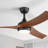52 Inch Black Ceiling Fan With 3 Dark Wood Grain ABS Blades Remote Control Reversible Motor Dimmable Light And 1H/4H/8H Timer