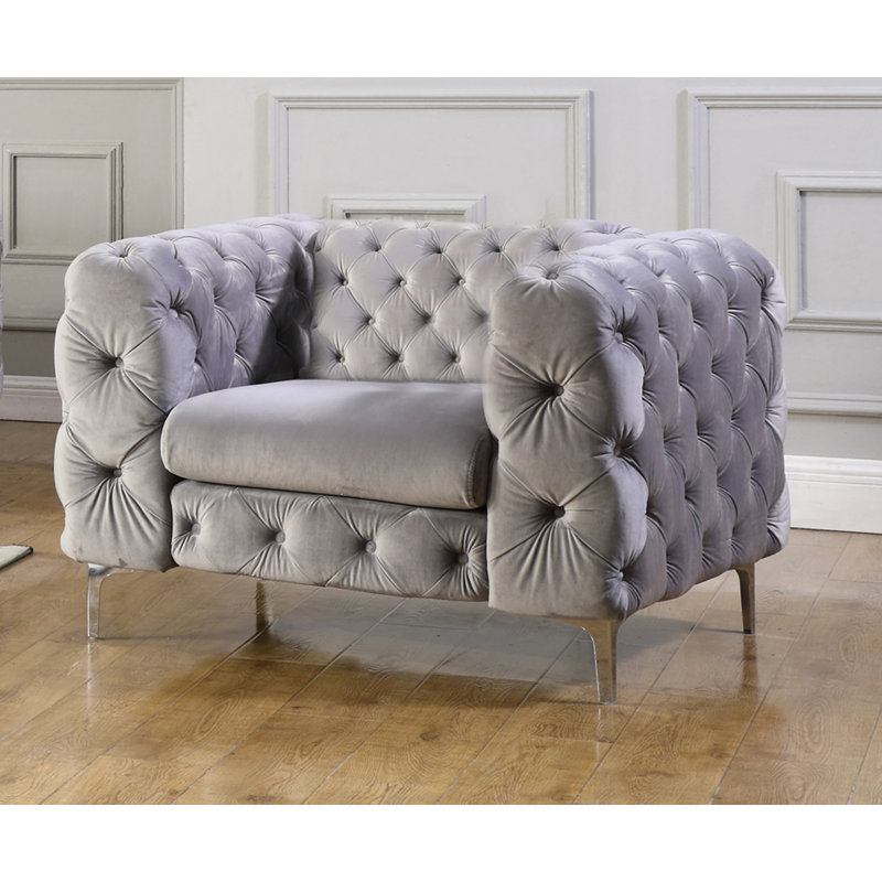 Bernie Velvet Armchair, Gray Velvet