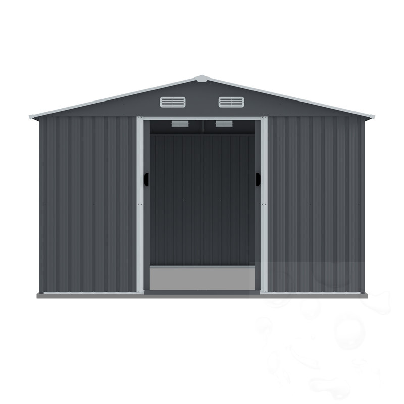 Remise de rangement extérieure avec portes coulissantes doubles et évent