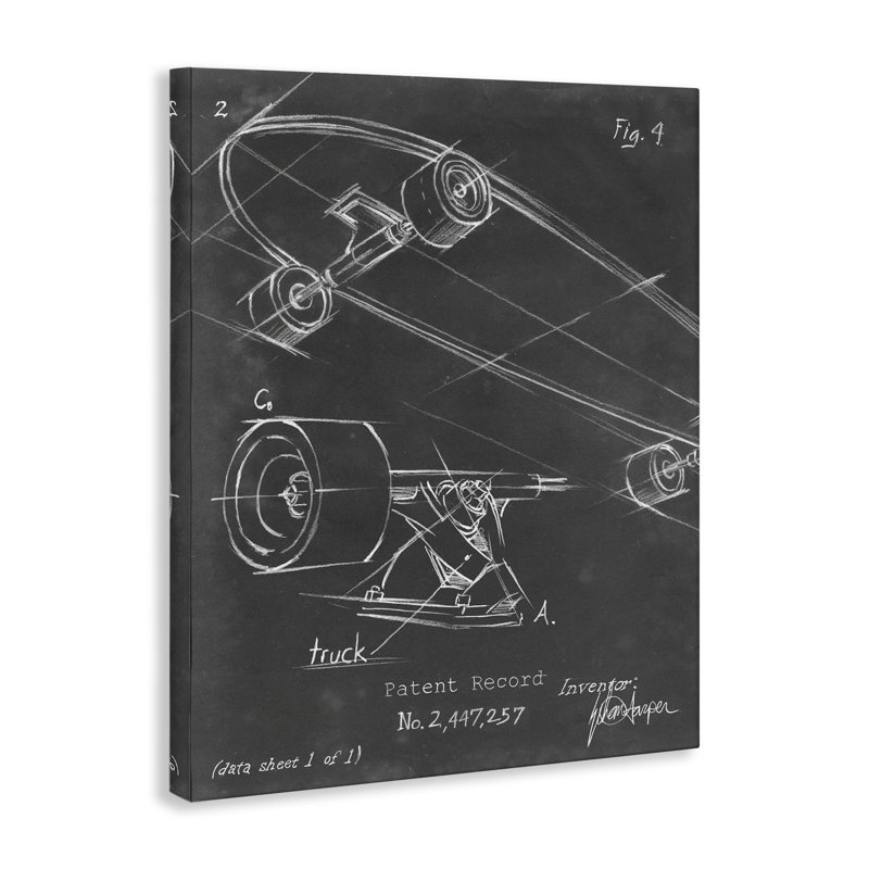 Skateboard Truck Diagram Canvas Wall Art by Ethan Harper, 30" H x 24" W