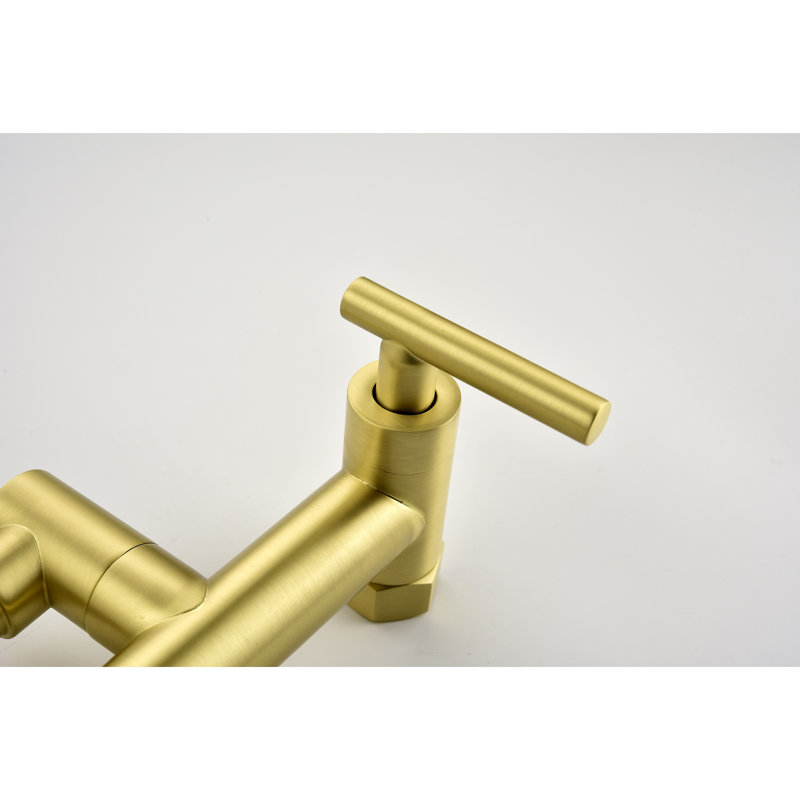 Pot Filler Faucets Both Hot Cold Water Wall Faucet Brass Faucets Kitchen Folding Kitchen Faucets Commercial Sink Faucet 3 Handles 2 Holes  Joint Swing Arm Faucets