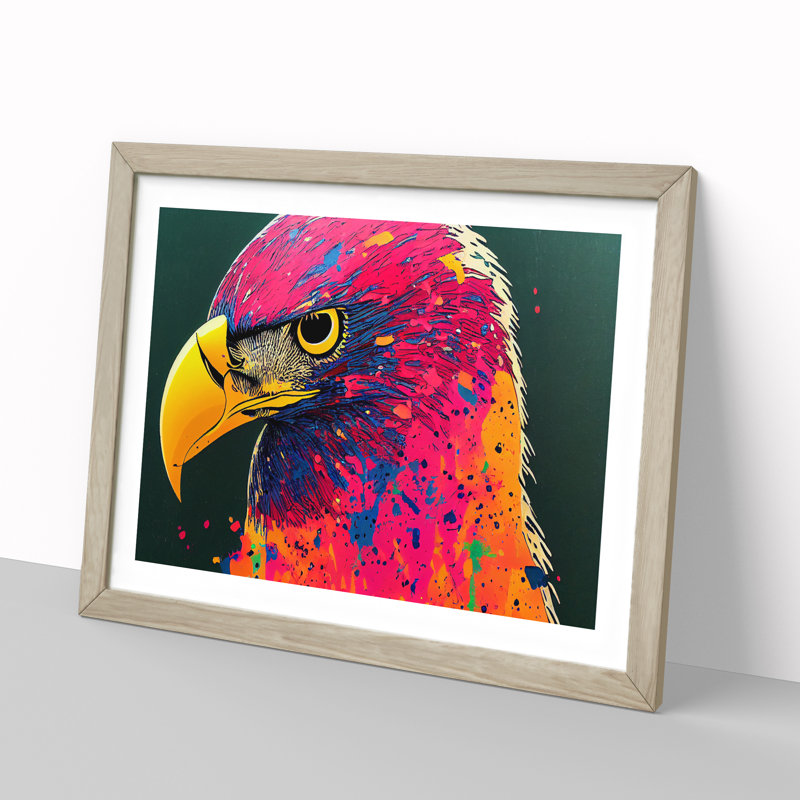 Eagle Bird Splash Vol.2 Abstract - Single Picture Frame Print, 25cm H x 34cm W x 2cm D, Oak Frame