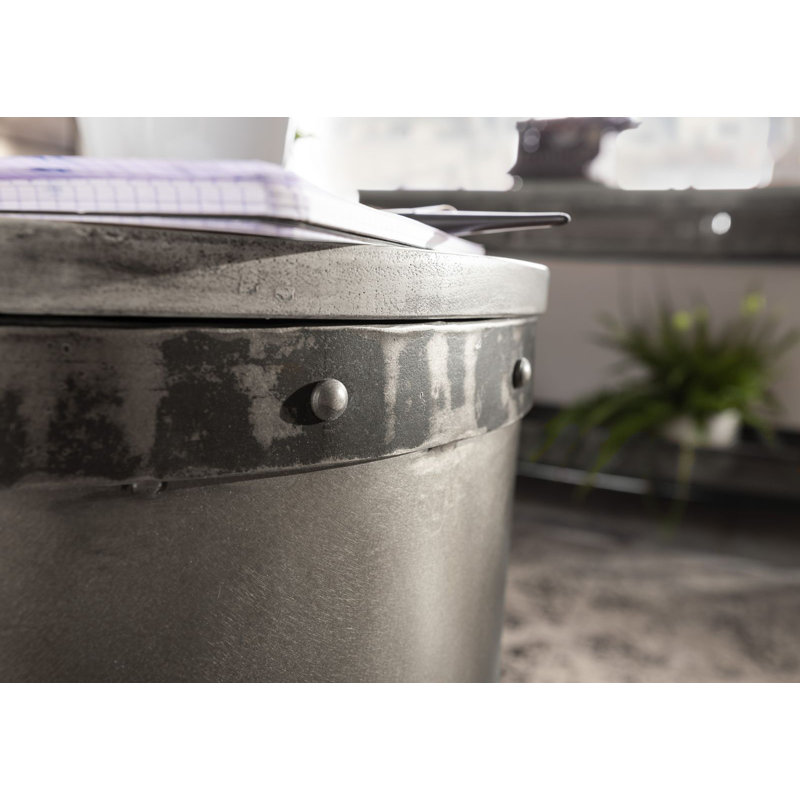 Heavy Industry Drum End Table, Grey