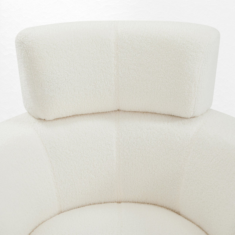 Fauteuil demi-tonneau rembourré et pivotant, Crème, crème