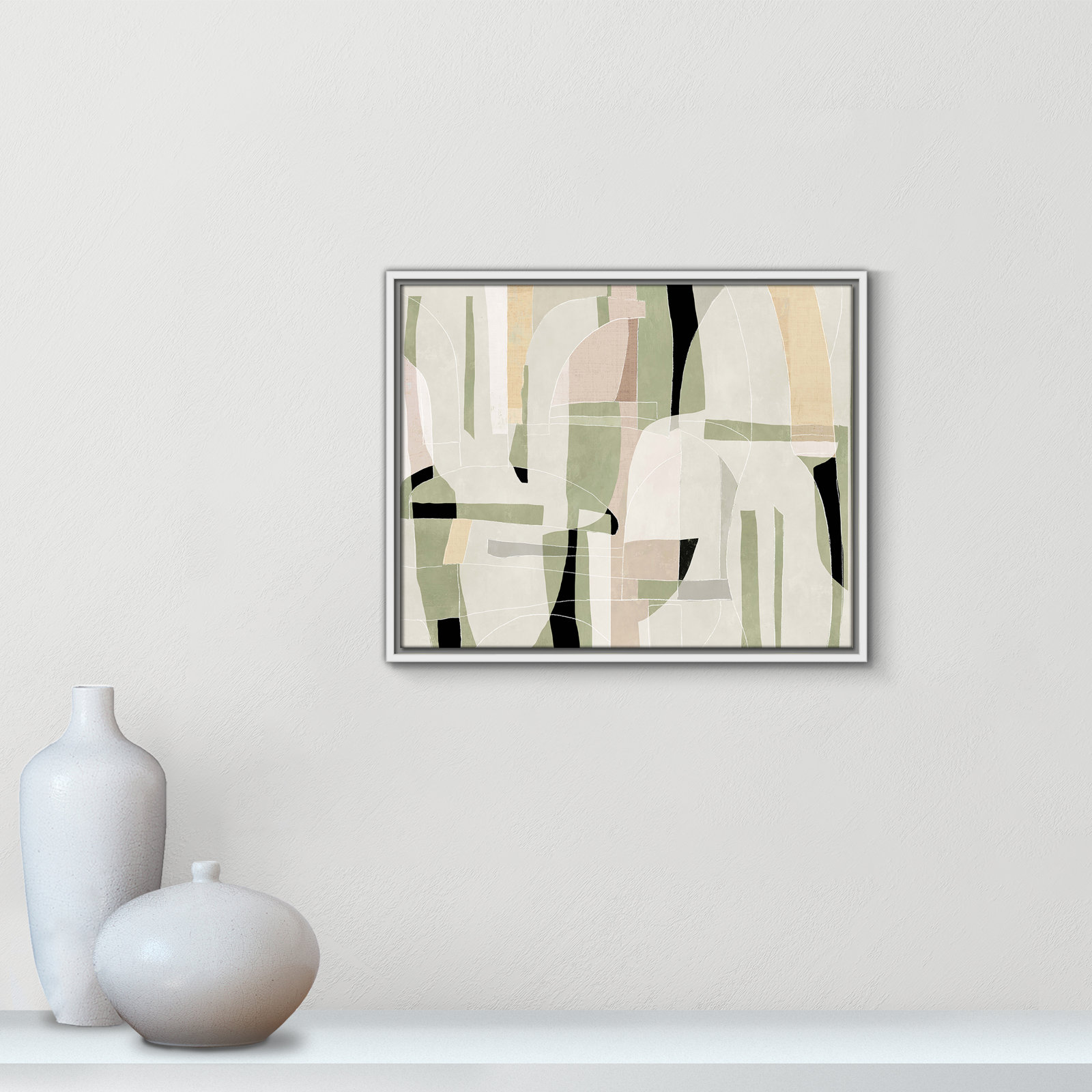 Sunny Barcelona - Floater Frame Canvas, 21.5" W x 17.5" H, White
