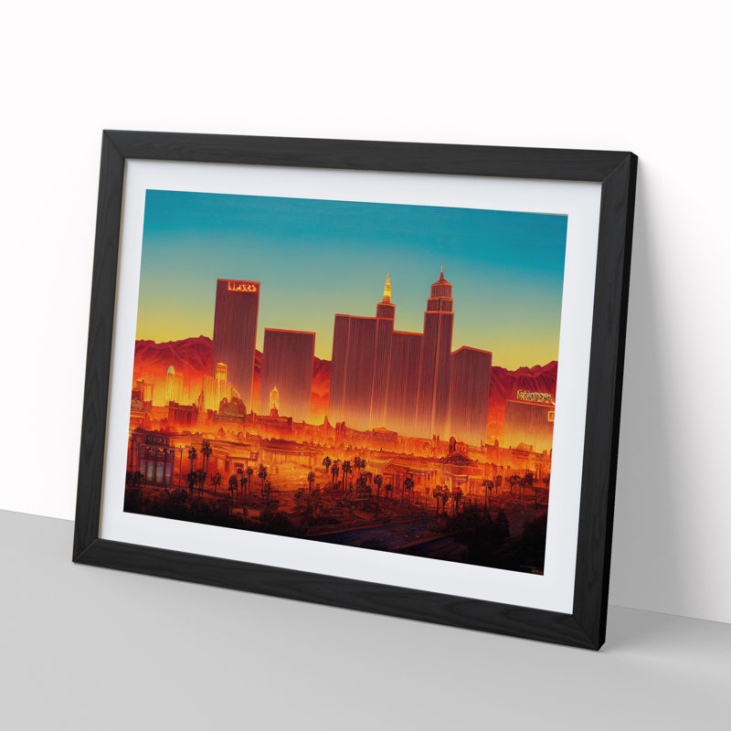 Las Vegas Skyline Vol.2 - Single Picture Frame Print, Black Framed, 46cm H x 64cm W x 2cm D