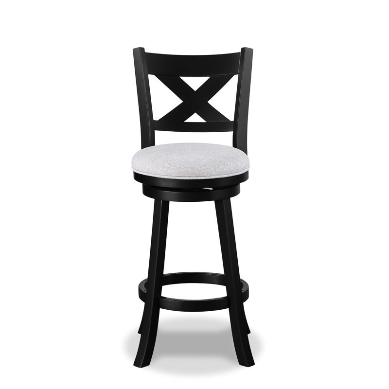 Tabourets de comptoir à hauteur de comptoir, pivotant de 2 pièces avec siège rembourré noir / tissu et repose-pieds fiable, fabrication en bois, cuisine, pièce pratique