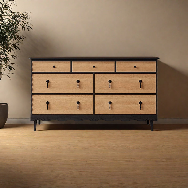 French retro light luxury sideboard, Black/Burlywood, 31.1" H x 47.2" W x 17.7" D