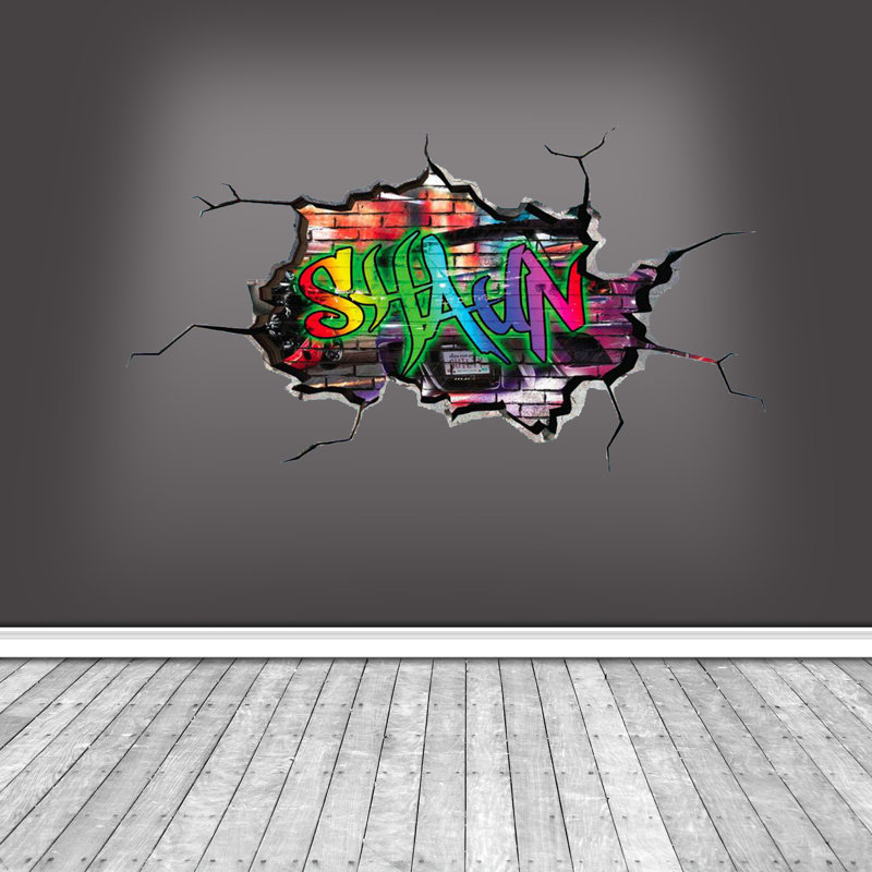 Adhésif décoratif graffiti 3D, H 28 po x l 49 po, Oui