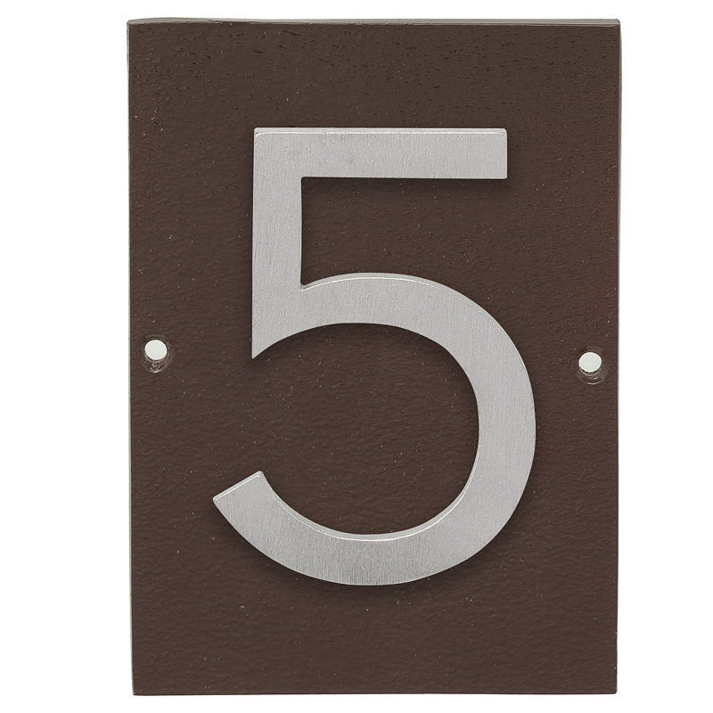 Floating 1-Line Wall Address Plaque, Brushed Aluminum, Roman Bronze, Yes