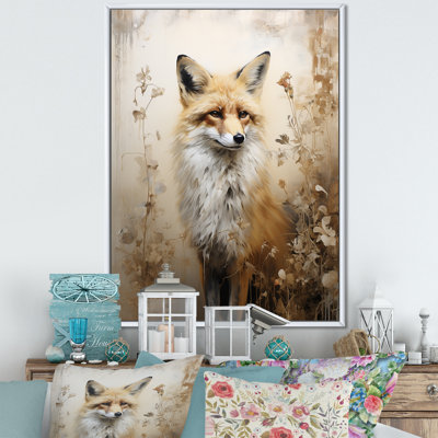 Minimalism Fox Portrait In Forest I - Fox Wall Art
