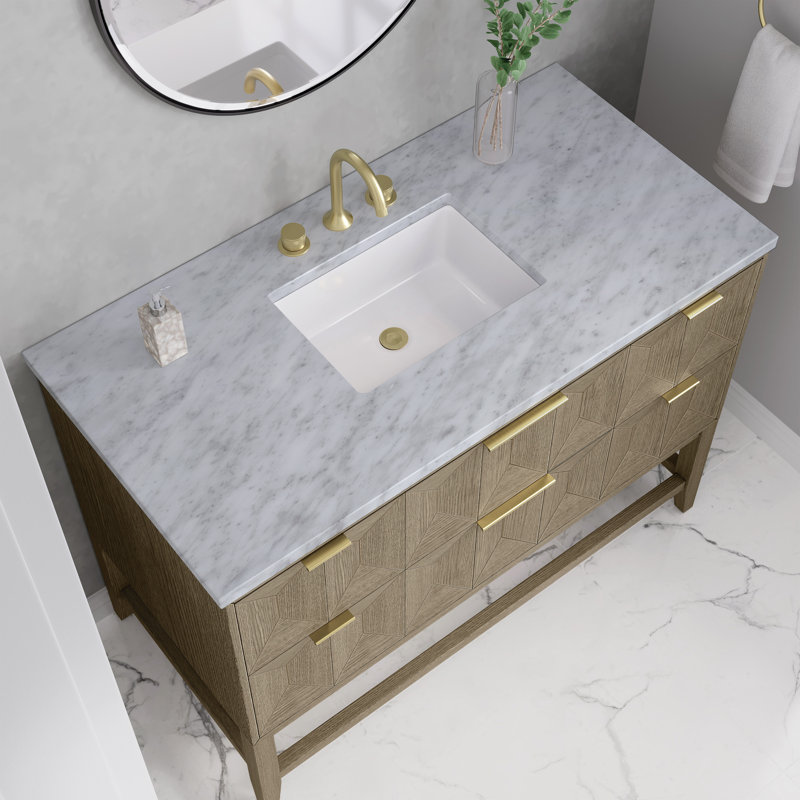 Emmeline 48'' W Single Vanity, Carrara White, 8" Widespread