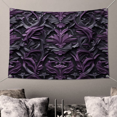 Tapisserie murale mauve à motif floral - Décoration murale florale