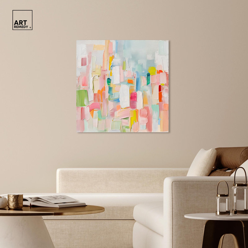 Color Symphony I Canvas Spring Abstracts by Art Remedy, Framed Wrapped Canvas, 40" H x 40" W, Does Not Apply
