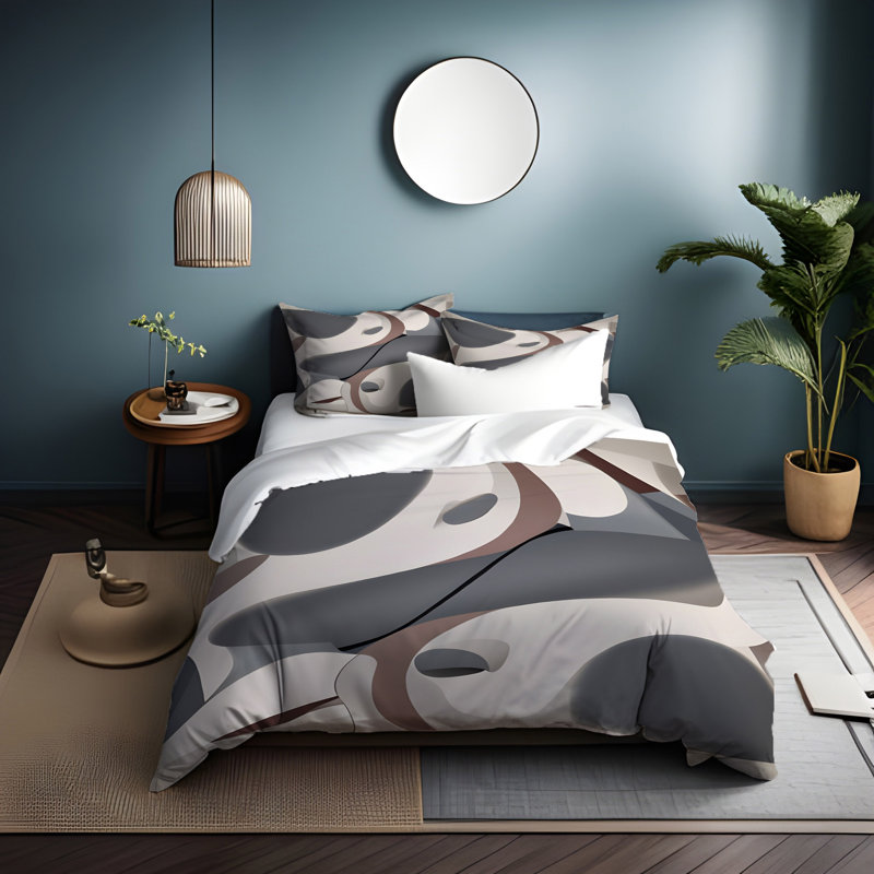Polyester Abstract Duvet Cover, King Duvet Cover + 2 King Shams