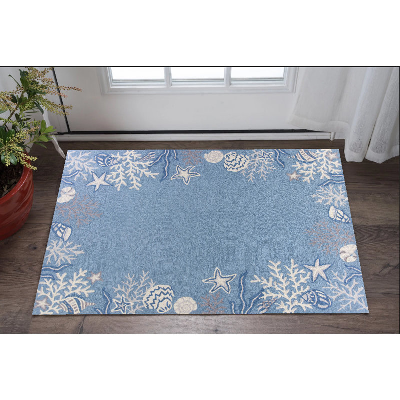 Tapis bleu clair touffeté à la main Strachan, Rectangle 3 pi 3 po x 5 pi 3 po