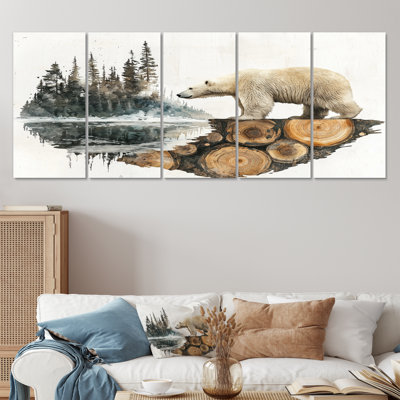 Hiver, ours polaire dans un paysage de forêt I - - Décoration murale ours - - Art mural moderne moderne