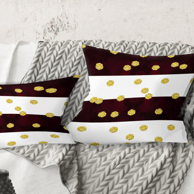 Gold Polka Dot Pattern I - Mid-Century ModernPrinted Throw Pillow