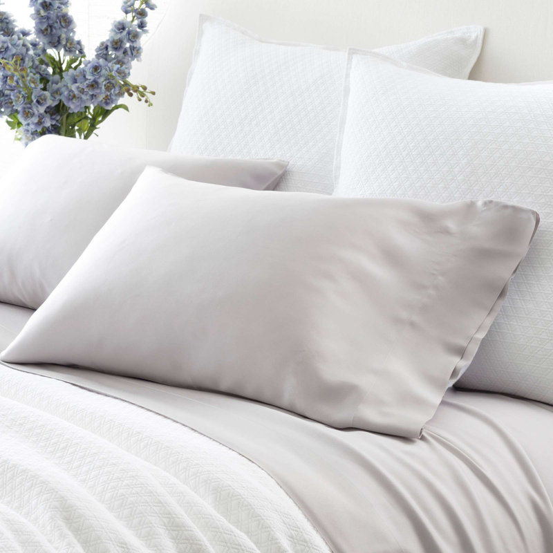 Silken Solid Pillowcases (Pair), Standard Pillowcases, Gray