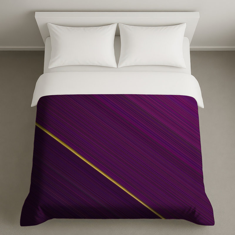 Housses de couette à lignes diagonales mauves, Lit simple