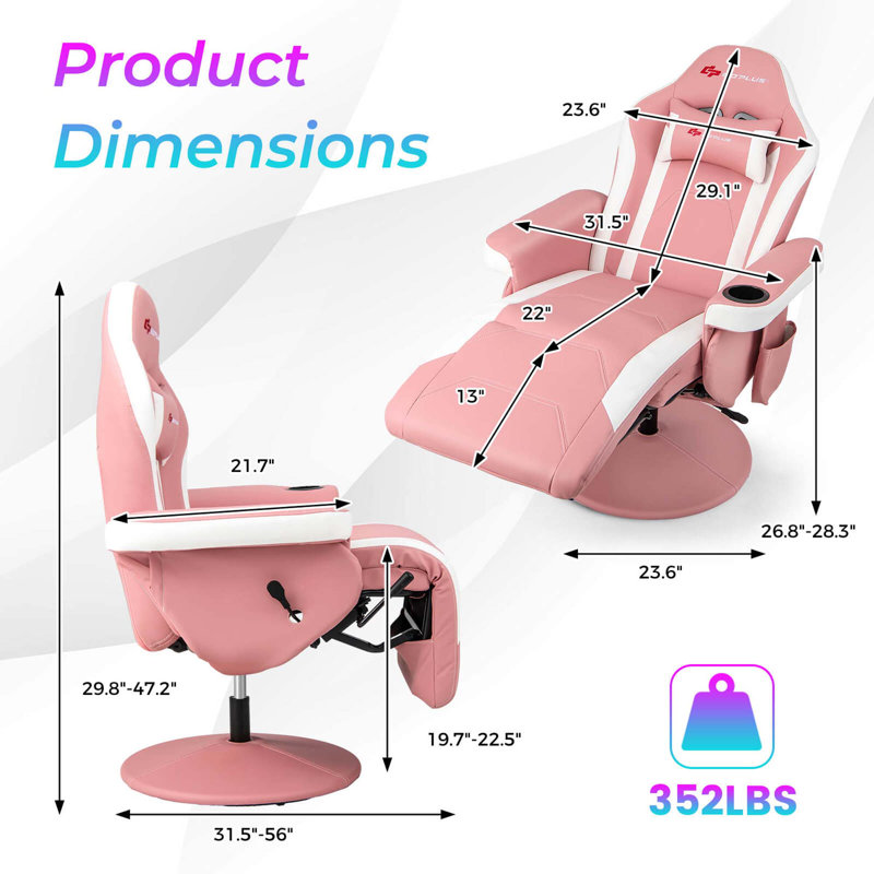 Fauteuil de course inclinable Goplus Massage, Rose