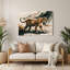 «Big Cats Mountain Lions», art mural en métal beige-706876201