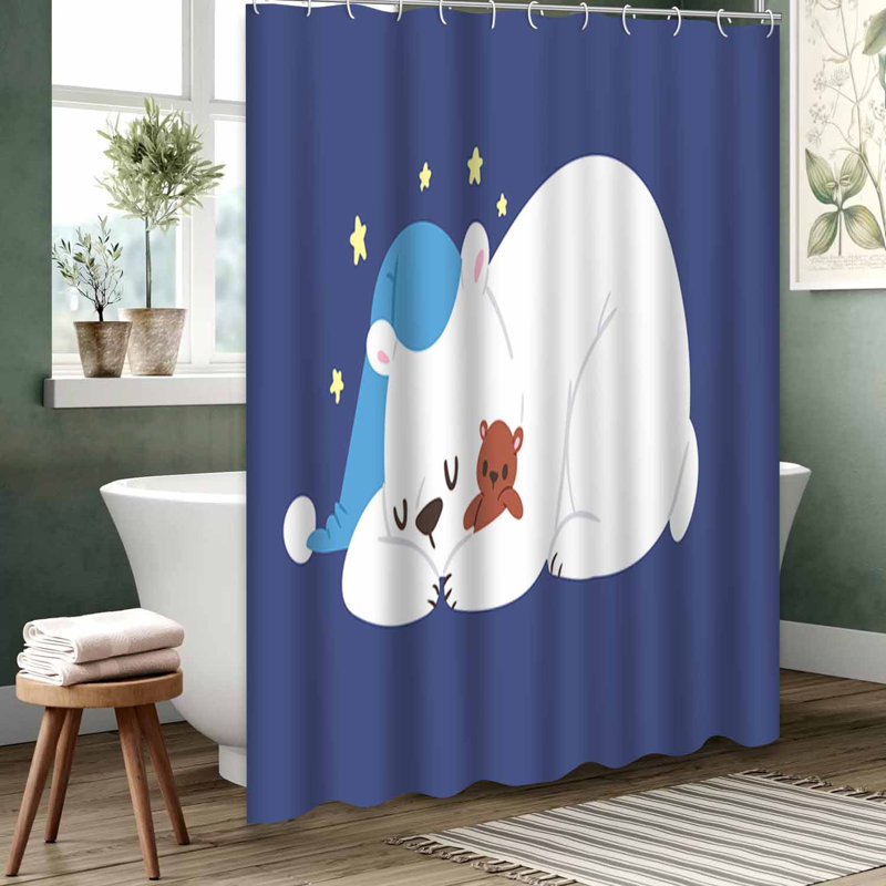 Rideau de douche bleu imperméable, rideaux de douche pour la salle de bain avec 12 crochets, 72" L x 72" W