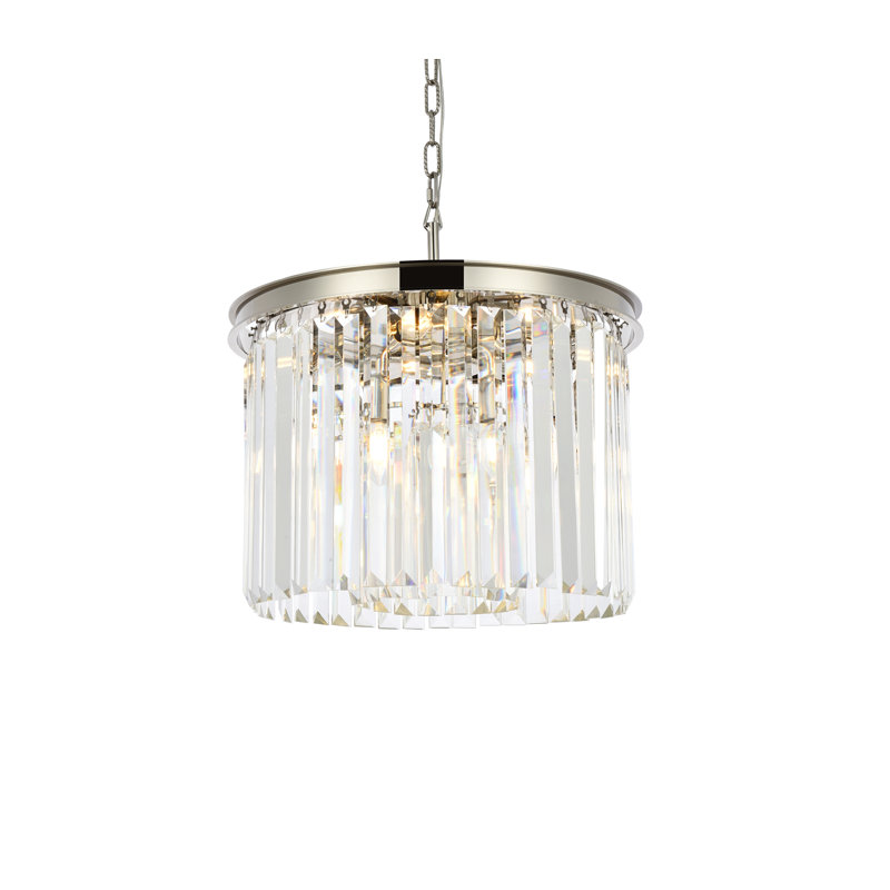 Yazmin 6 - Light Dimmable Drum Chandelier, Clear, Polished Nickel