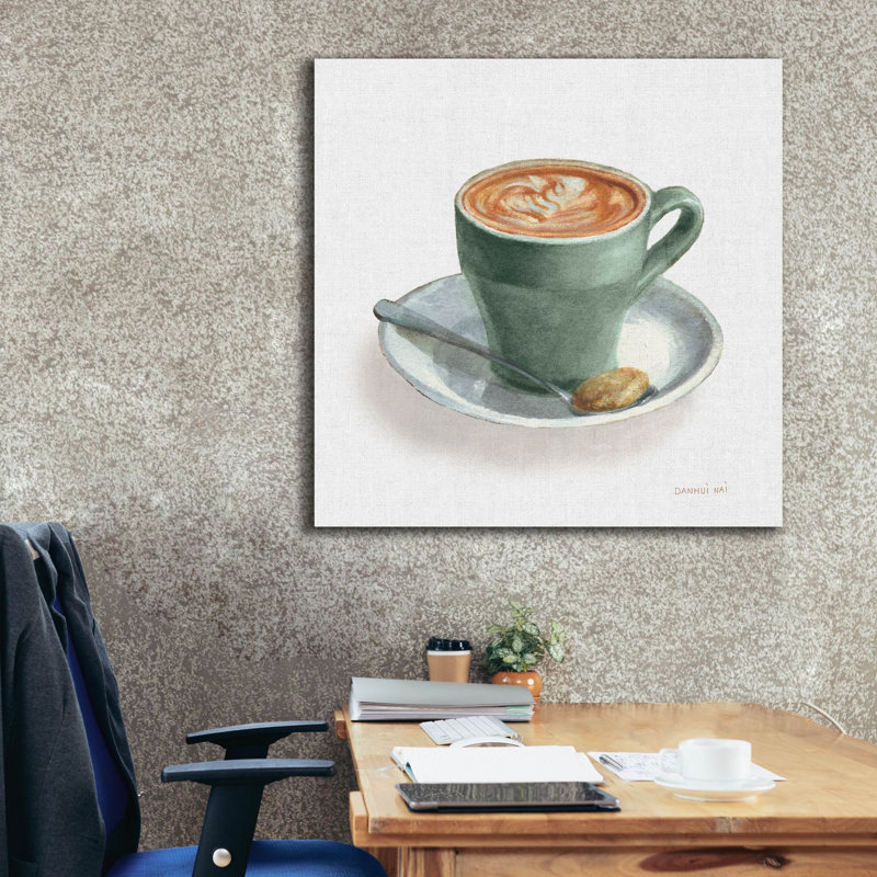 «Wake Up Coffee 2 Linen Sage» par Danhui Nai, art mural sur toile, H 37 po x l 37 po