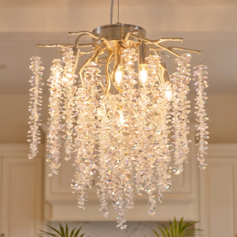 Lustre rond en cristal 12 po argent moderne, base G9, sans ampoule incluse, pour la salle à manger