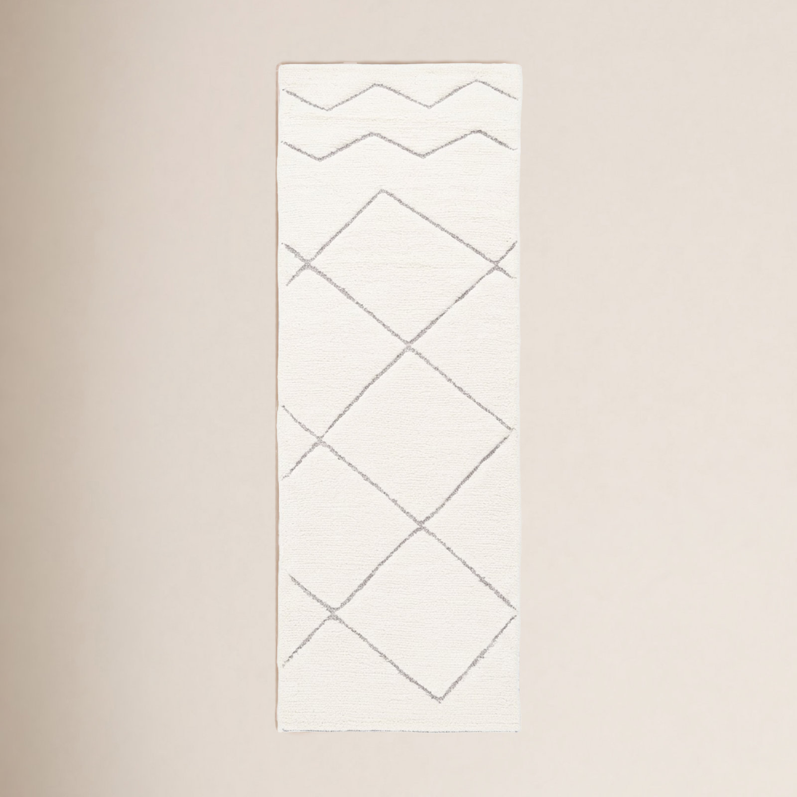 Henrie Ivory Gray Hand-Woven Geometric Rug, Runner 2'3" x 9'