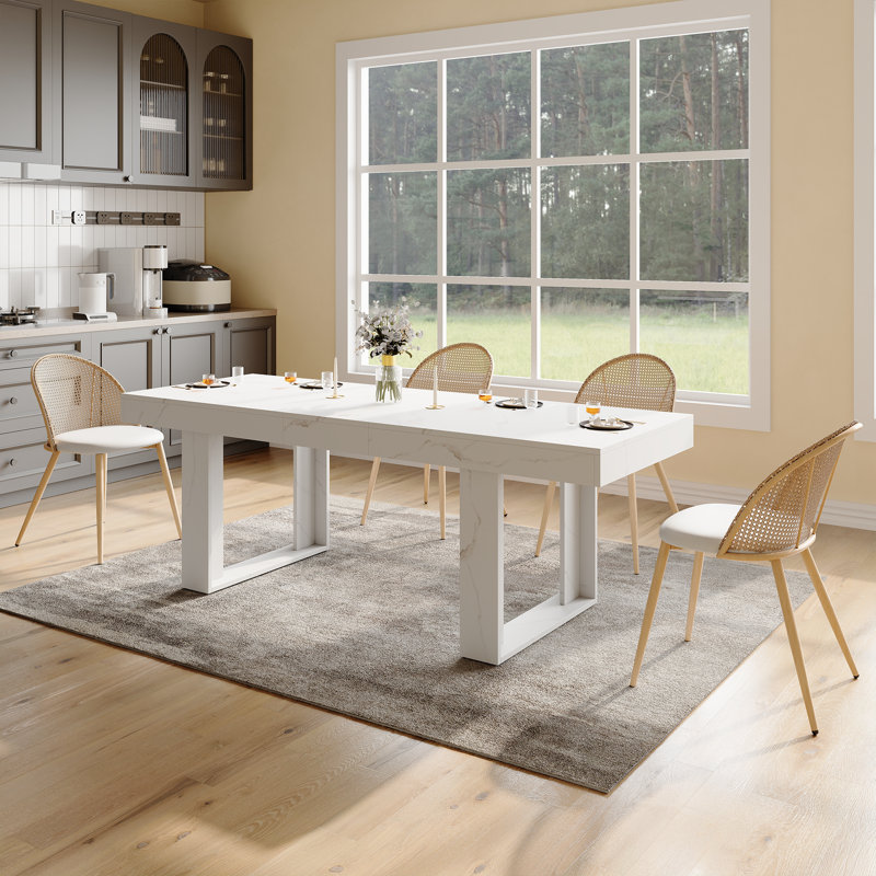 Table de salle à manger rectangulaire extensible, Marbré / marbré