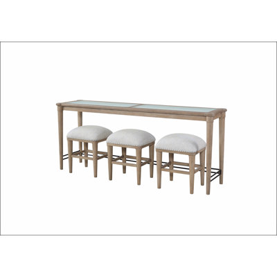 Frosted Glass Console Table With 3 Stools