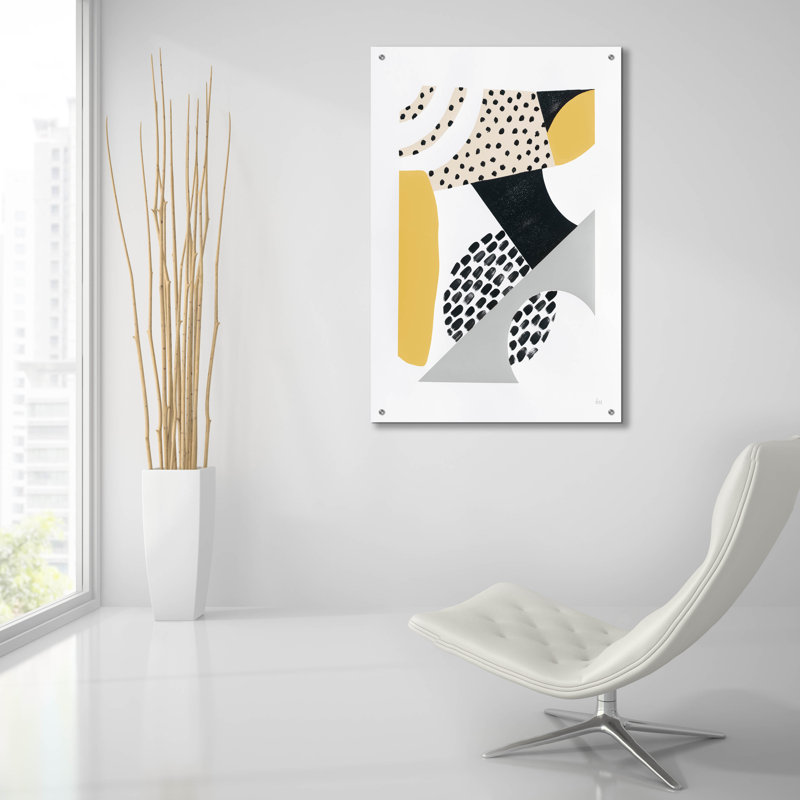 Art mural en verre Wrought Studio ™ «Luminous Tumble 2 Yellow» par Laura Marshall, H 36 po x l 24 po x P 0,2 po