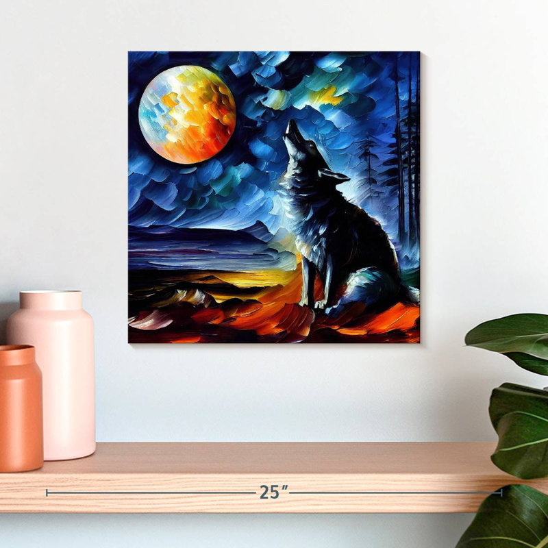 Brampt Moonlit Wolf I, 16" H x 16" W