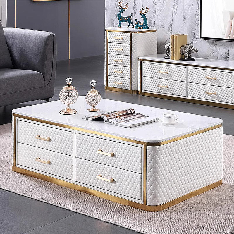 Table basse légère et luxueuse, H 16,54 po x L 51,18 po x l 27,56 po