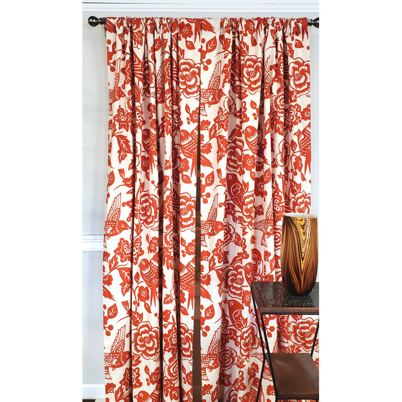 Panneau de rideau obscurcissant 100% coton LoveBirdPanel, L 63 po